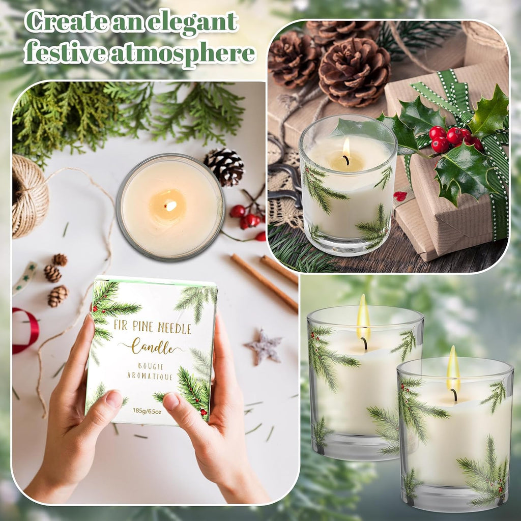 Nuanchu 4 Pack Fir Pine Needle Candle 6.5 oz Scented Candles Gifts with Fir Pine Needle Design Valentine's Day Home Decor for Women and Men