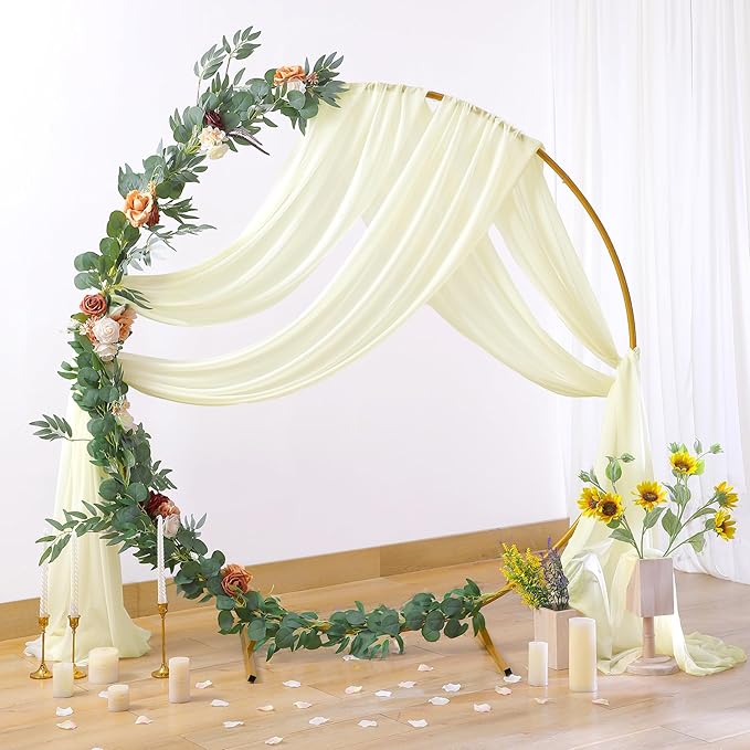 1 Panels Wedding Arch Draping Fabric Ivory Sheer Backdrop Curtain Arch Drape for Wedding Ceremony Reception,Bridal Shower Party Decorations 28" X 19ft