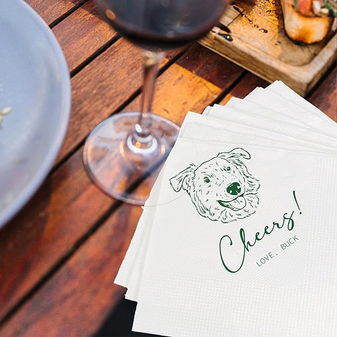Luxury Custom Pet Wedding Cocktail Napkins, Personalized Wedding Napkins, Cocktail Bridal Shower Decor, Bridal Shower Decorations, Engagement Party Style 7