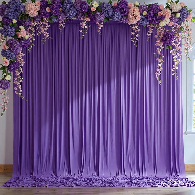 30 ft x 10 ft Wrinkle Free Purple Backdrop Curtain for Parties, 5ft x 10ft 6 Panels Polyester Purple Photo Backdrop Drapes for Wedding Birthday Party Baby Shower