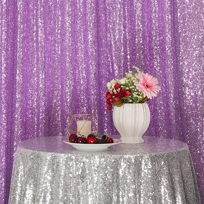 Eternal Beauty Lavender Sequin Backdrop, 8x10 Ft Glitter Background Curtains for Shimmer Photography Party Wedding Birthday Back Drop Decor
