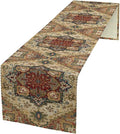 Boho Bohemia Style Table Runner, Vintage Yellow Brown Retro Flower Rustic Country Style Floral Print Pattern for Home Kitchen Table Decor Dining Coffee Room Garden Party Decor 13x72in