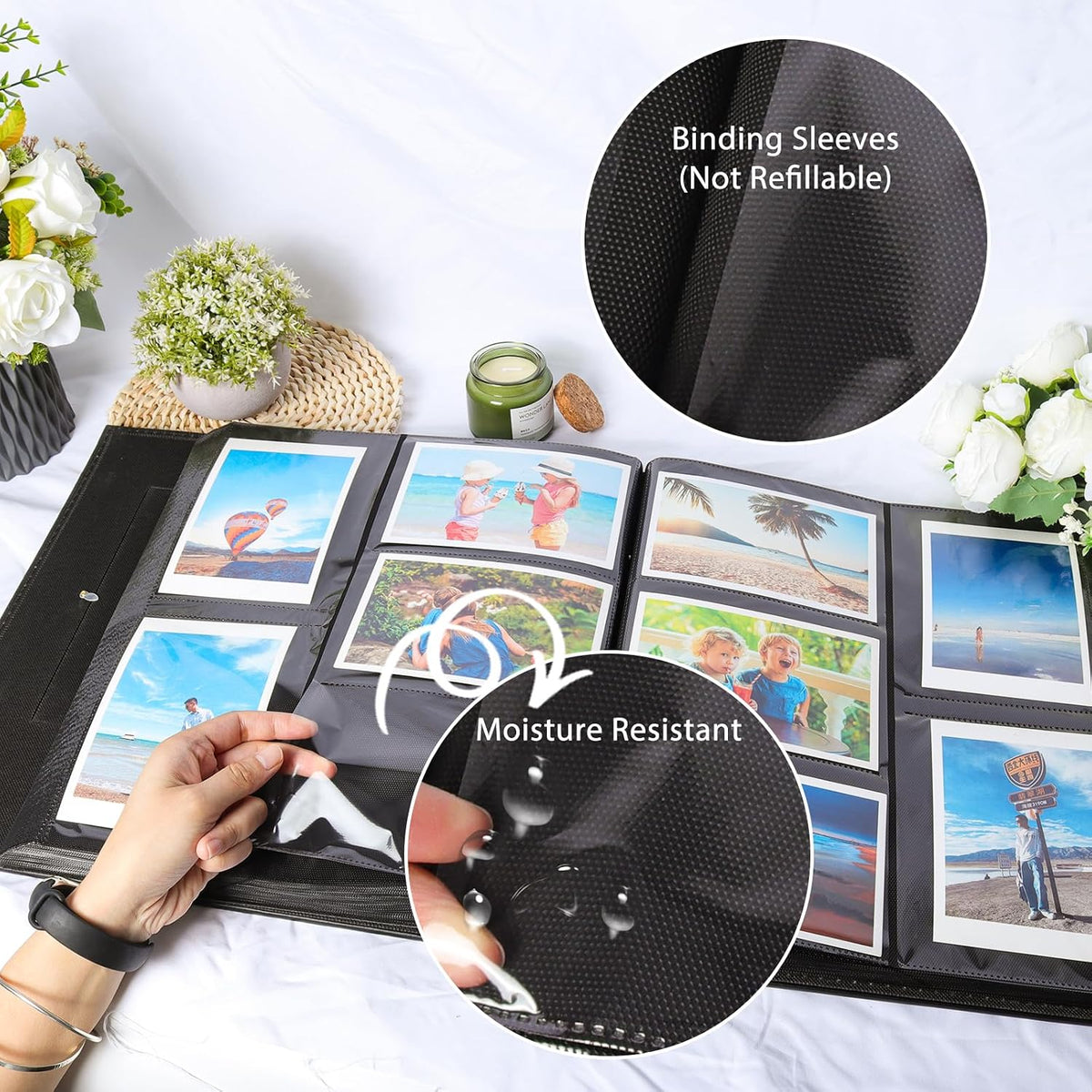 RECUTMS Photo Album 4x6 1000 Pockets Large Leather Family Photo Album Black