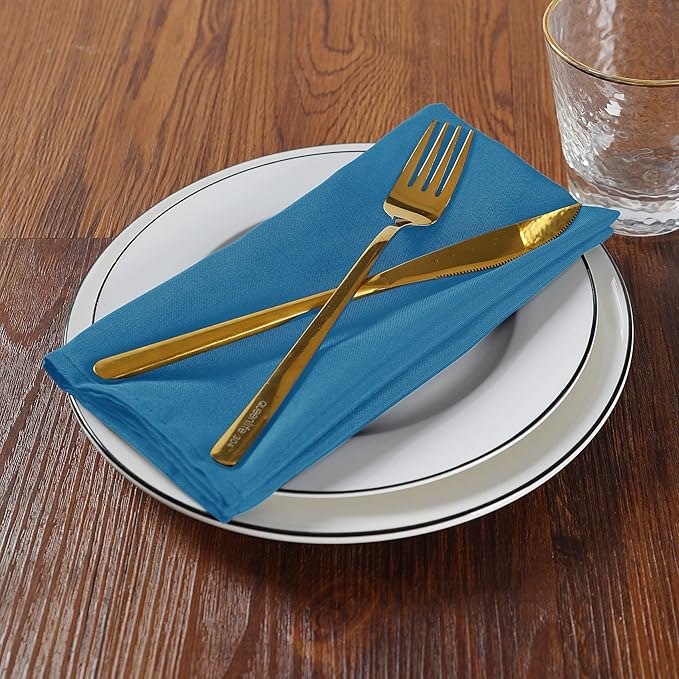 Cloth Napkins 20x20 inch Washable Polyester Dinner Napkins Soft Table Napkins for Wedding Party Dining Banquet(Mediterranean Blue,50PCS)