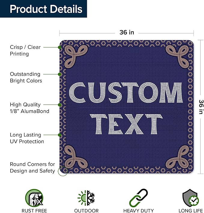 Custom Sign, Custom Street Sign, 11 Font Colors, 13 Font Styles, 4 Hole Options, 22 Sizes, 36x36 Inches, Rust Free DiBound, Fade Resistant, Made in USA by My Sign Center (Fauxsaic 1)