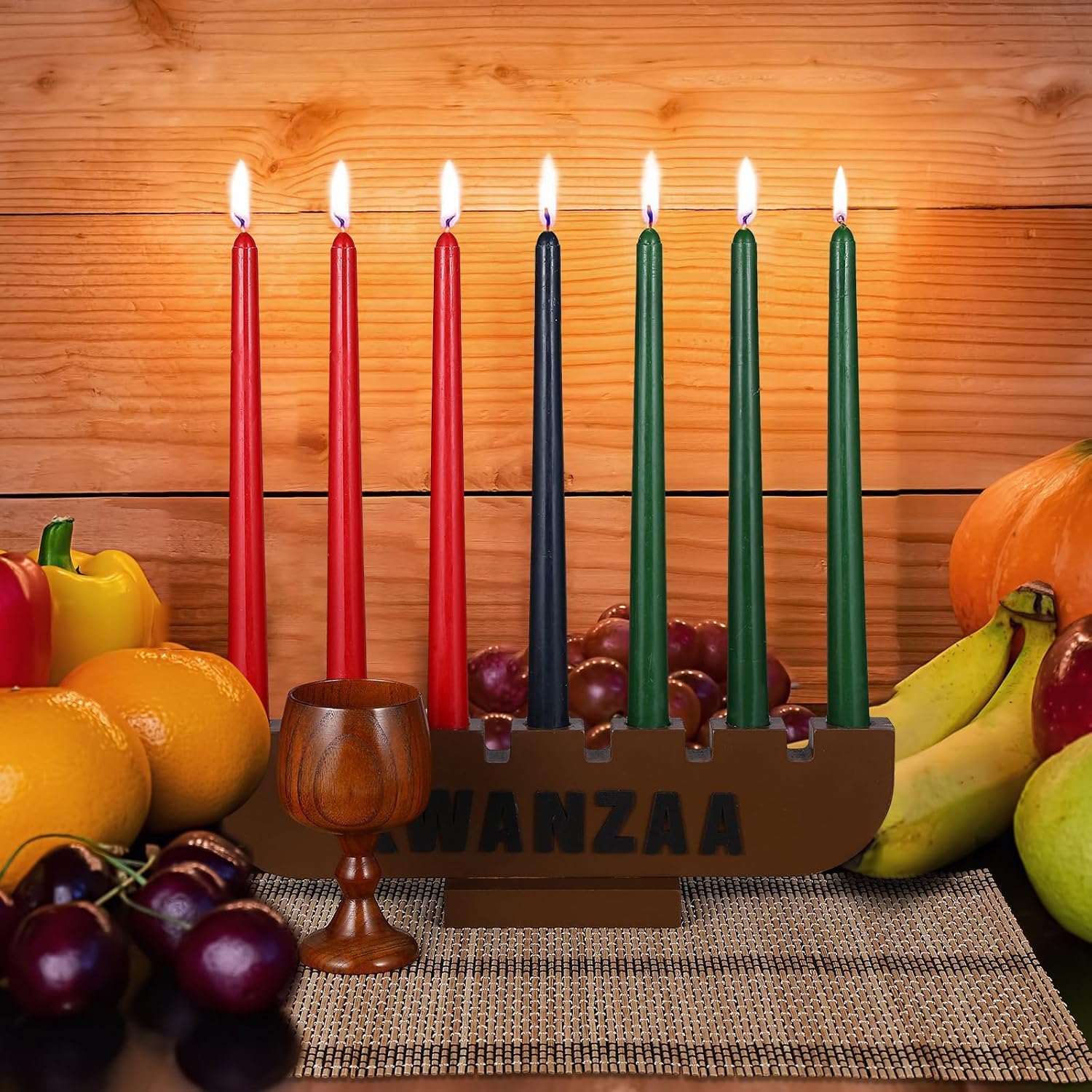 10 Pieces Kwanzaa Kinara Set Wooden Kwanzaa Candle Holder Kwanzaa Celebration Decorations
