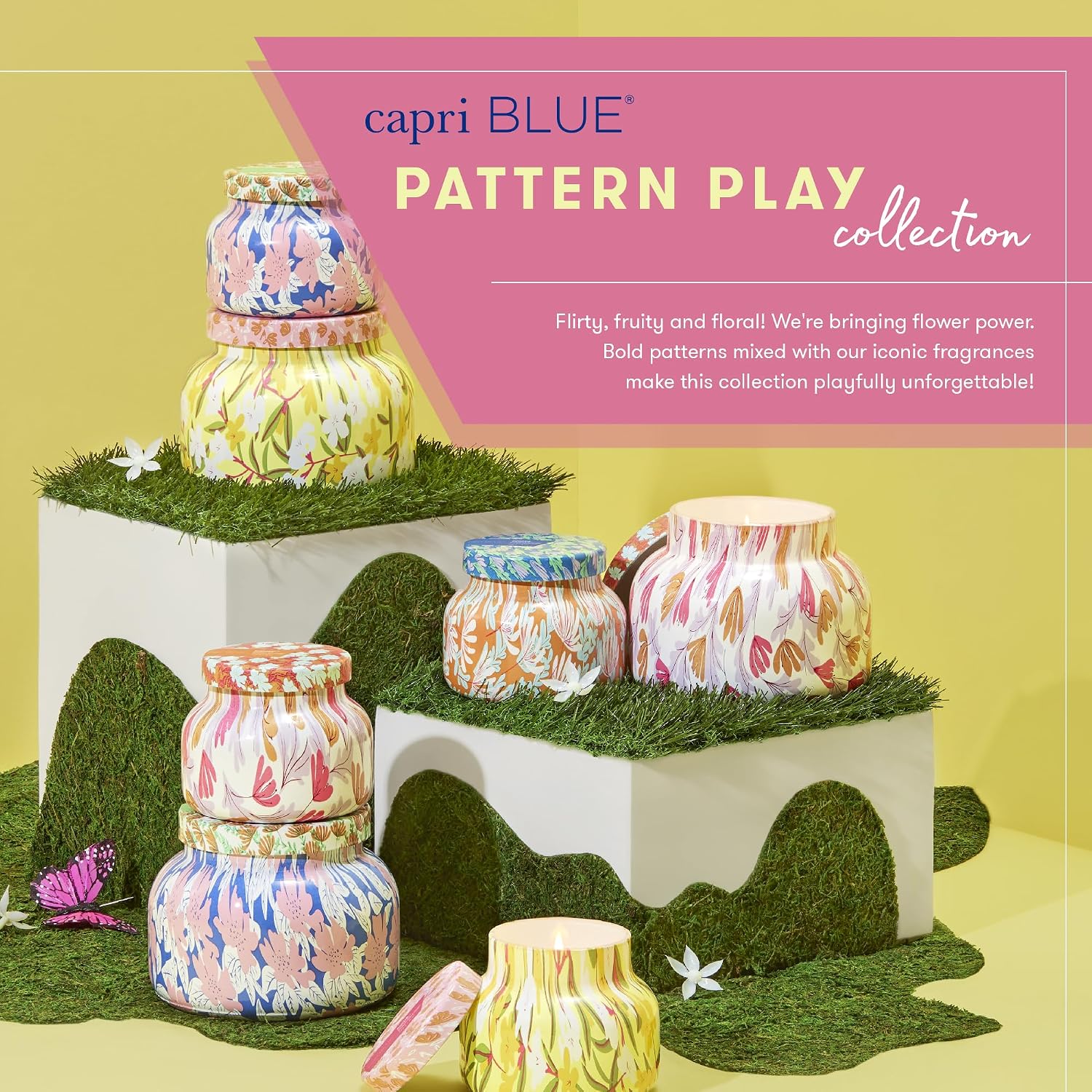 Capri Blue Scented Candles - Pattern Play Glass Jar Candles - Long Lasting Soy Wax Blend - Luxury Home Decor - Notes of Tropical Fruits & Sugared Citrus - Gifts for Women (Volcano, 19 oz)