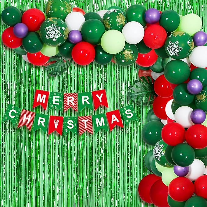 5 Pack Green Foil Curtain Backdrop 3.2ft x 9.8ft Metallic Tinsel Foil Fringe Curtains Streamer Photo Booth Backdrop for Birthday Party Engagement Bachelorette Party Decorations (Green)