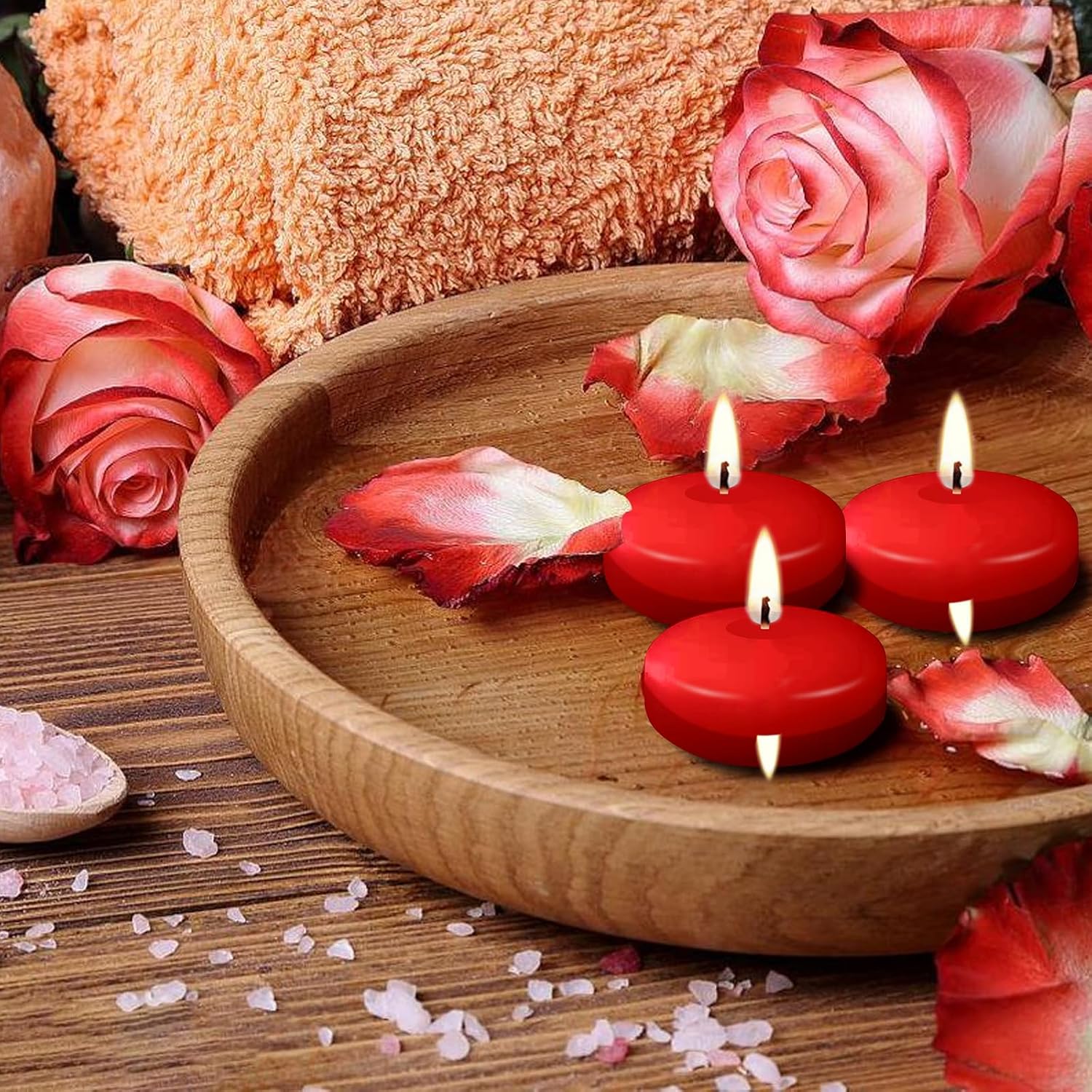 Red Floating Candles 3 inch, 6 Pack Floating Candles 10 Hours Burn Clean & Unscented Floating Candles for Valentine's Day,Wedding,Proposal Anniversary Decorations (6 Pack, red, 3 inch)