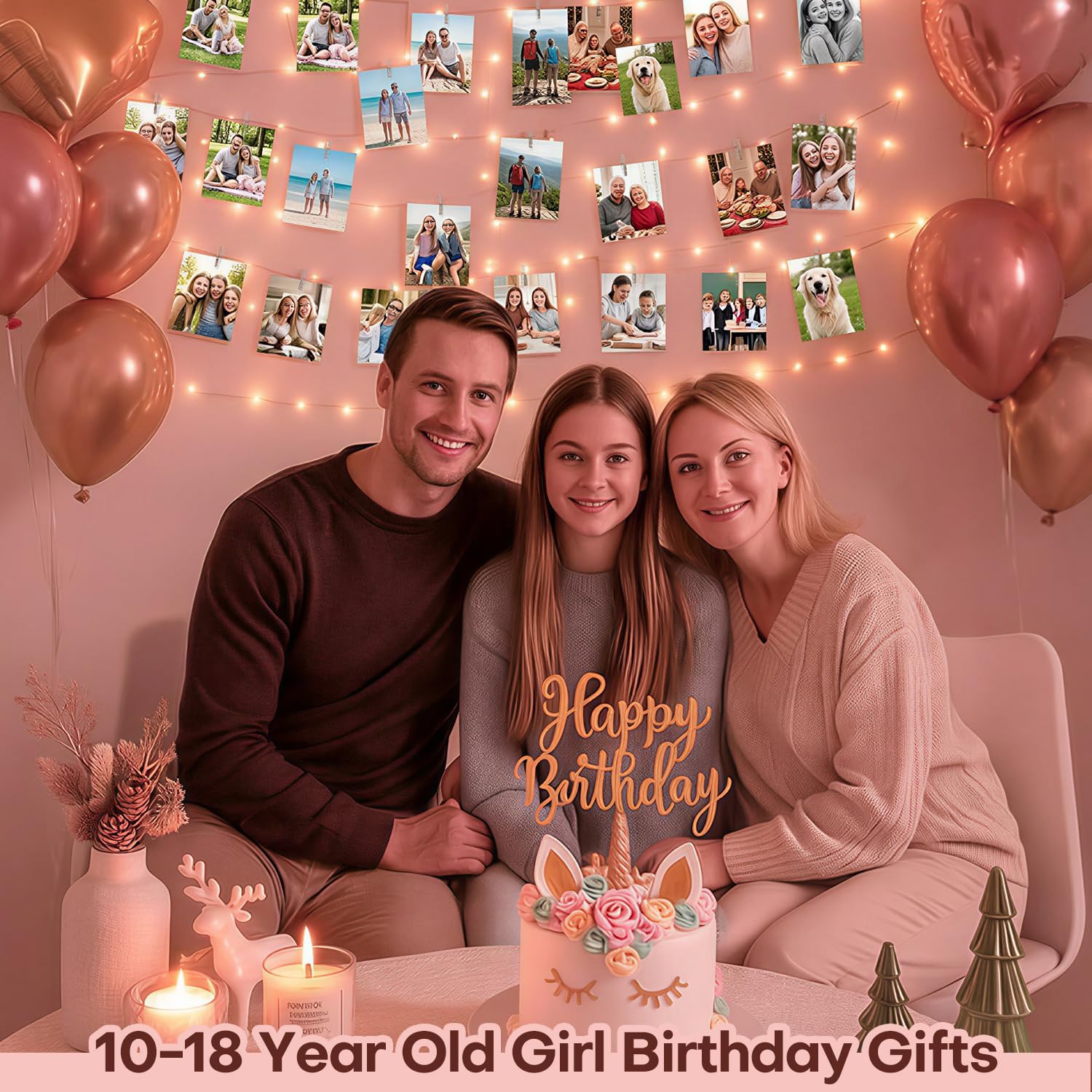 Teen Girl Gifts Trendy Stuff: Aesthetic 40Ft 120LED Hanging Picture Fairy Lights with 50 Clips - 8 Modes & Timer, Waterproof - Trendy Teenager Girl Gift for Birthday Christmas, Dorm Bedroom Wall Décor