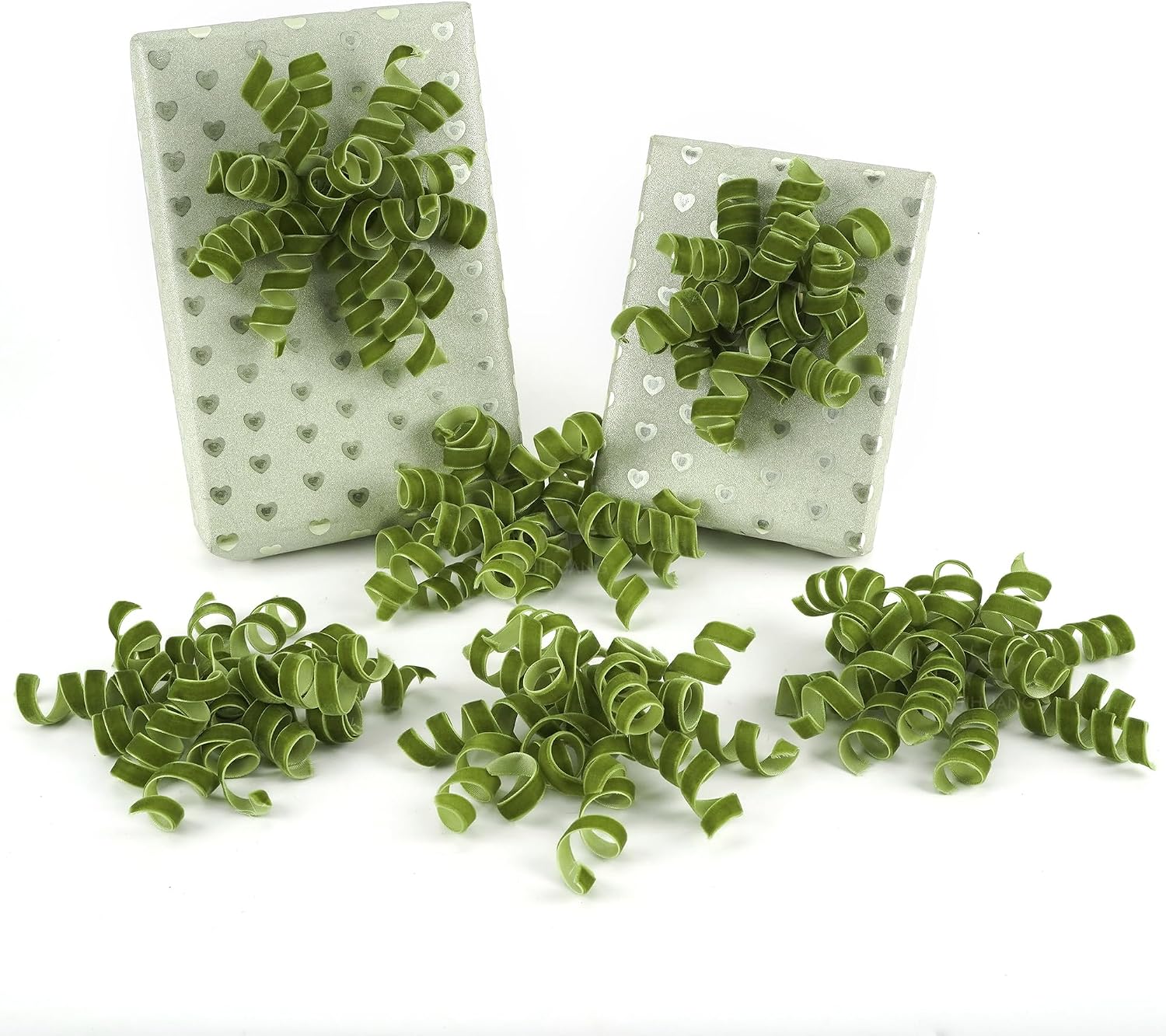 HUIHUANG Moss Green Bows for Gift Wrapping Self Adhesive Christmas Green Gift Bows Burst Curly Ribbon Bows for Presents, Gift Wrapping, Treat Bags, Party Favor, Crafts-6 inch x 6 Counts