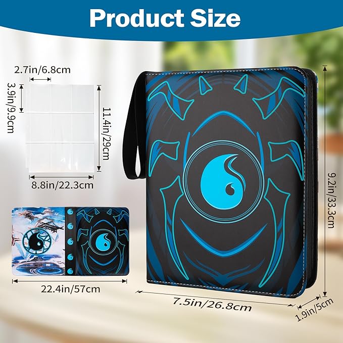 9 Pocket Card Binder for MTG/YGO/PTCG/Game Cards, Holds 900 Cards,Premium Card Collector Book for TCG Players,Toys Gifts for Kids(Blue)