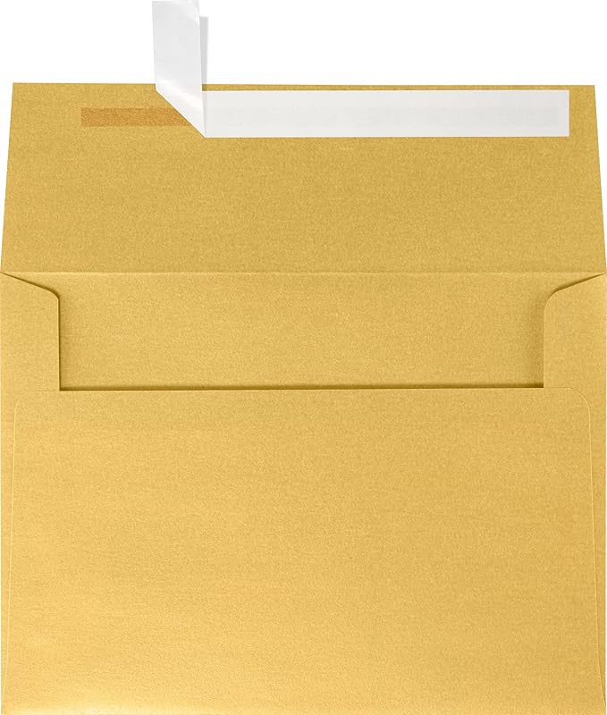 LUXPaper A7 Invitation Envelopes | Peel & Press | 5 1/4" x 7 1/4" | Gold Metallic | 80lb. Text | 500 Qty