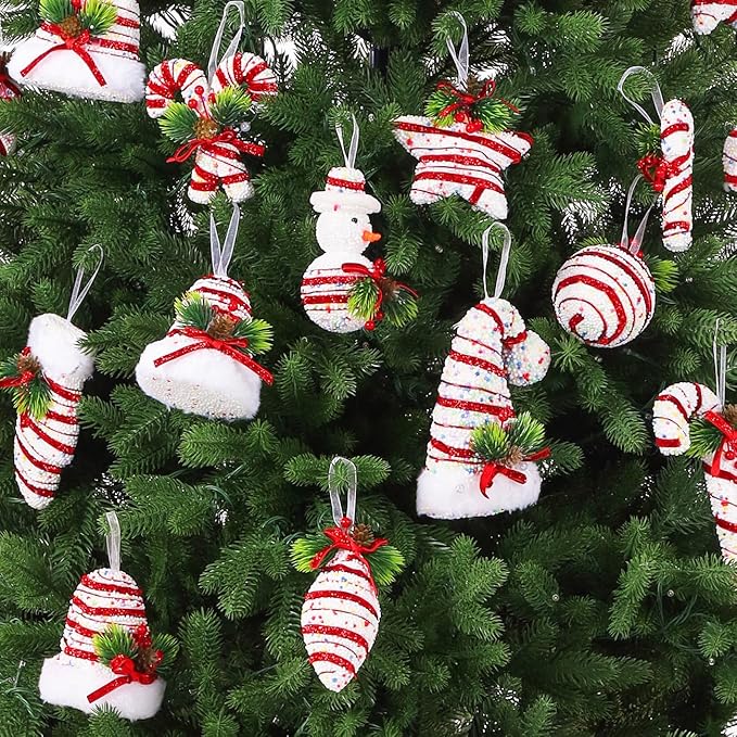LANGXUN 12pcs Candy Land 2025 Xmas Birthday Party Wedding Suppiles Decoration, Hanging Candy Cane Christmas Tree Décor, Christmas Decorative Hanging Ornaments Crafts