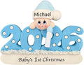 Personalized Baby's First Christmas Ornament 2026 for Boys, Blue Year | 23h Customized, Laser Engraved Baby Ornaments for Grandson, Custom Newborn Keepsake Gift from Grandparents, Family