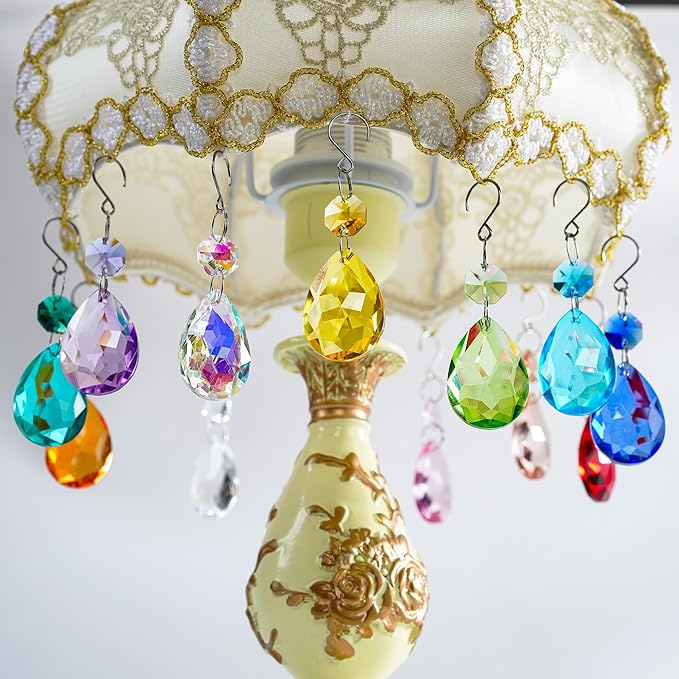 H&D HYALINE & DORA 3Inch Crystal Suncatcher Bauhinia Prisms Pendants 10Pcs Chandelier Crystals Replacement Hanging Sun Catcher Beads for DIY Arts Crafts Decor (Purple)