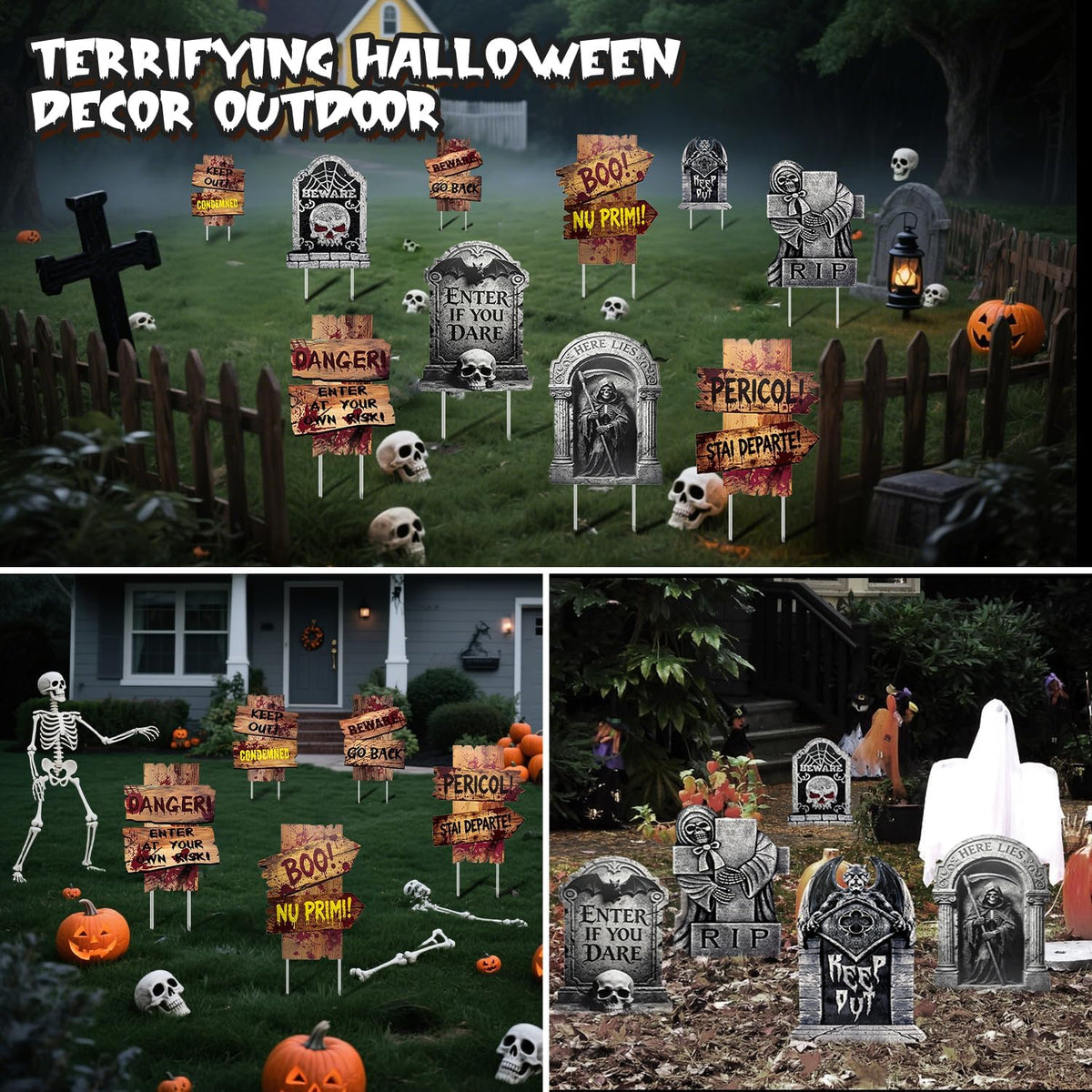 Halloween Decorations Outdoor, 10 Pack Realistic Corrugated Plastic Tombstone...