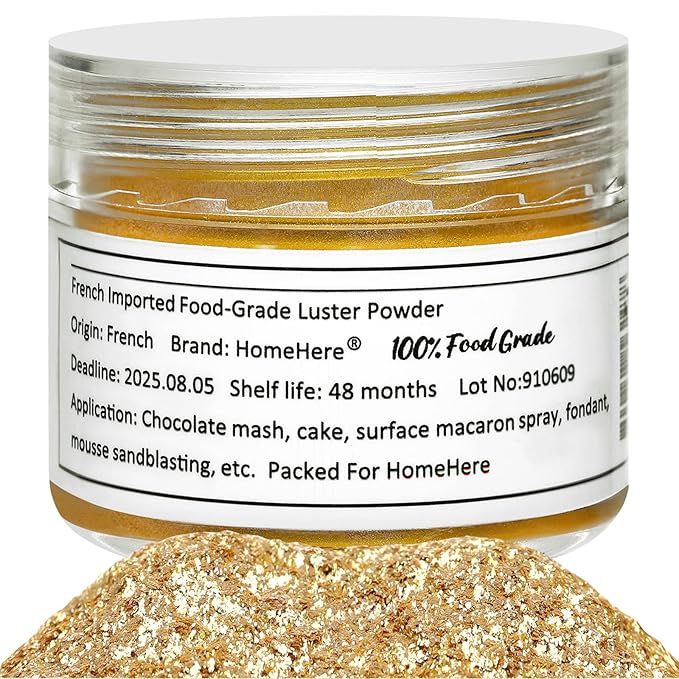 HomeHere Edible Luster Dust Food-Grade Glimmer Powder Glitter for Cake Decorating 7g, Disco Diamond Dust, Edible Sprinkle Glitter for Cocktails Drinks Baking Candy Dessert Chocolate Vegan Tasteless