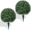 yangrass 2pcs 24" artificial boxwood topiary ball trees, main product view