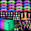 OLUPP 150 PCS Glow in the Dark Party Supplies, 16 Foam Sticks, 16 LED Glasses, 100 Glow Sticks and 18 Finger Lights for Neon Party, 4th of July, Wedding, Birthday, Concert, New Year, Carnivals, Raves
