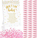 Don't Say Baby Shower Clothespin Game for Girl Includes 8x11 Standing Sign, 60 Mini Pink Clothes Pin, 60 Mini Pacifiers