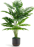 Der Rose 28'' Fake Plants Tall Artificial Monstera Faux Plants Indoor Outdoor Tree for Living Room Home House Decor