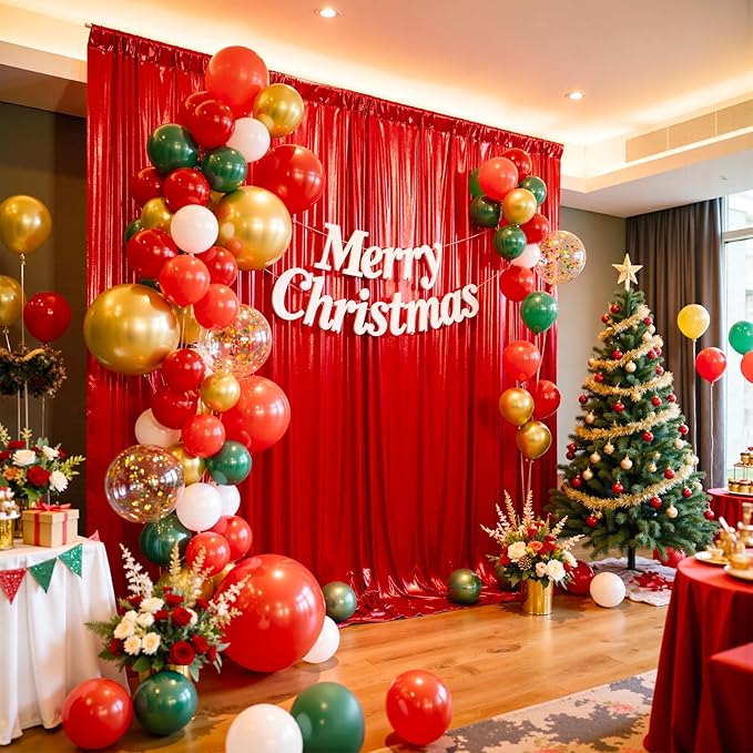 20x10 ft Wrinkle Free Red Sequin Backdrop Curtain for Parties-Thick Not Fall-Off Glitter Backdrop Drapes-2 Panels 5x10ft Shimmer Photo Back Drop Cloth for Wedding Birthday Photography Background