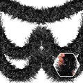 50 Feet Christmas Foil Fringe Banner Metallic Tassle Garland Metallic Backdrop Parade Floats Shiny Hanging Ceiling, Valentine's, Wedding, New Year Party Decorations(2" x 50', Black)