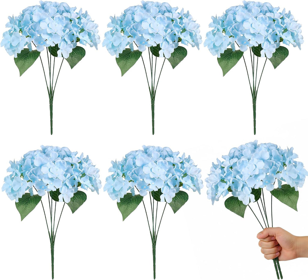 auihiay 6 bundles blue hydrangea artificial flowers for shown in use