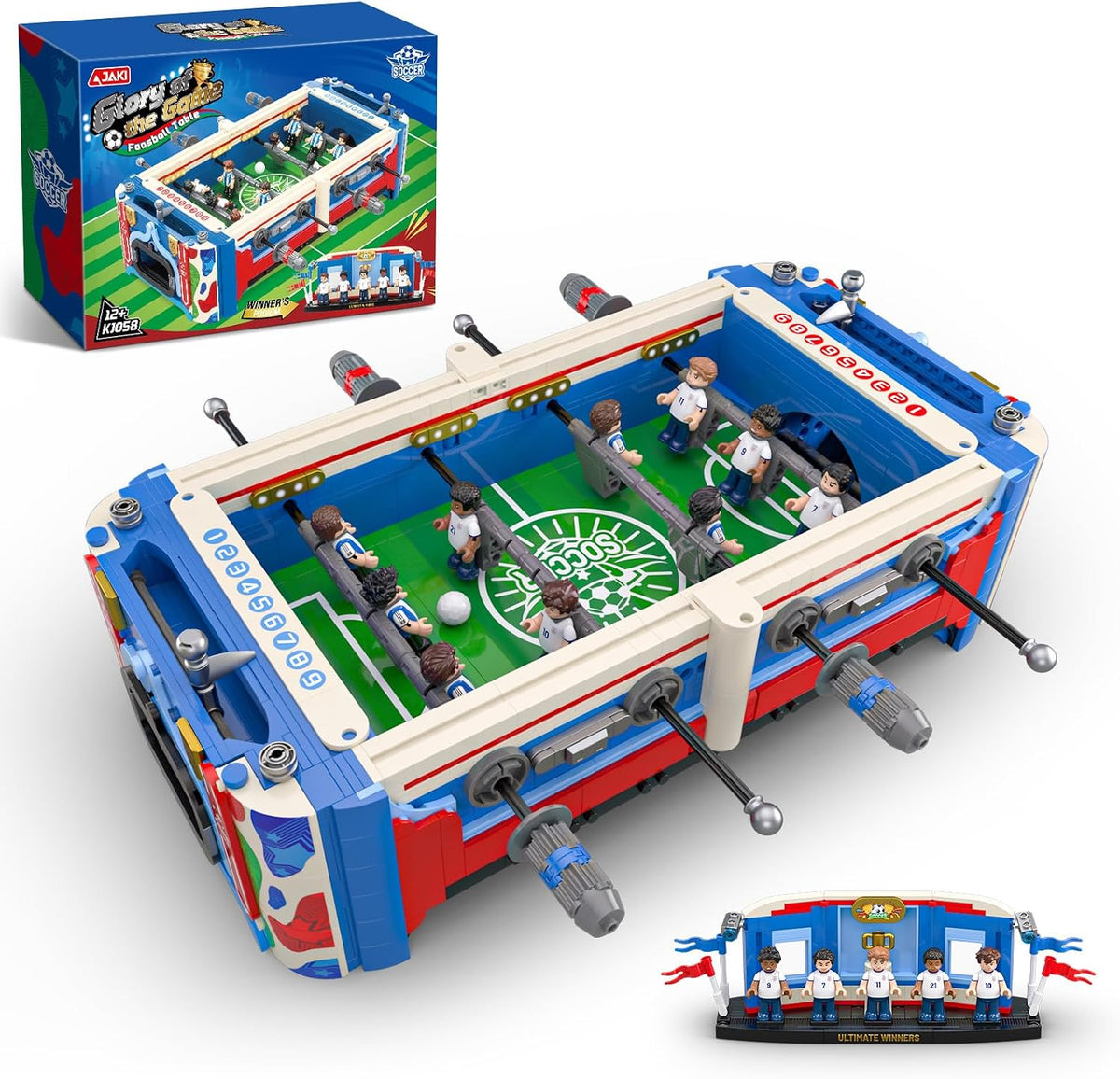 soccer mini foosball table game building block set, main product view