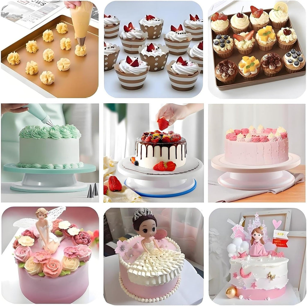 Cake Decorating Kit, 190 Pcs Baking Supplies (Pink) | Cake Turntable, Leveler, 24 Numbered Icing Tips, 2 Spatulas, 3 Scrapers, 50 Cupcake Liners, 100 Pastry Bags & More