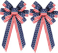 2 Pack 4th of July Decor Bow for Wreath,Red White Blue Stripe Stars Tree Topper Bows for Patriotic,Independence Day,Memorial Day,Veteran's Day,Front Door Indoor Outdoor Decorations