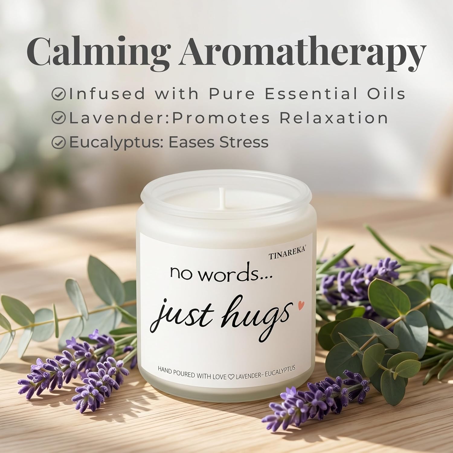 Sympathy Candle – Perfect Memorial Gift for Grief and Bereavement | 7oz Lavender Eucalyptus Candle 100% Natural Soy Wax, 40 Hour Burn Time, Sympathy Gift For Comfort and Remembering
