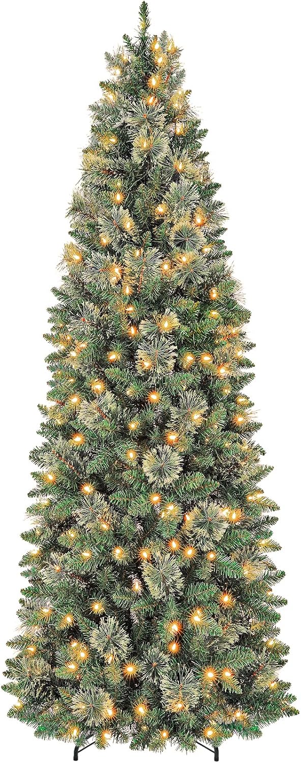 hykolity 7.5 ft slim prelit christmas tree with, main product view