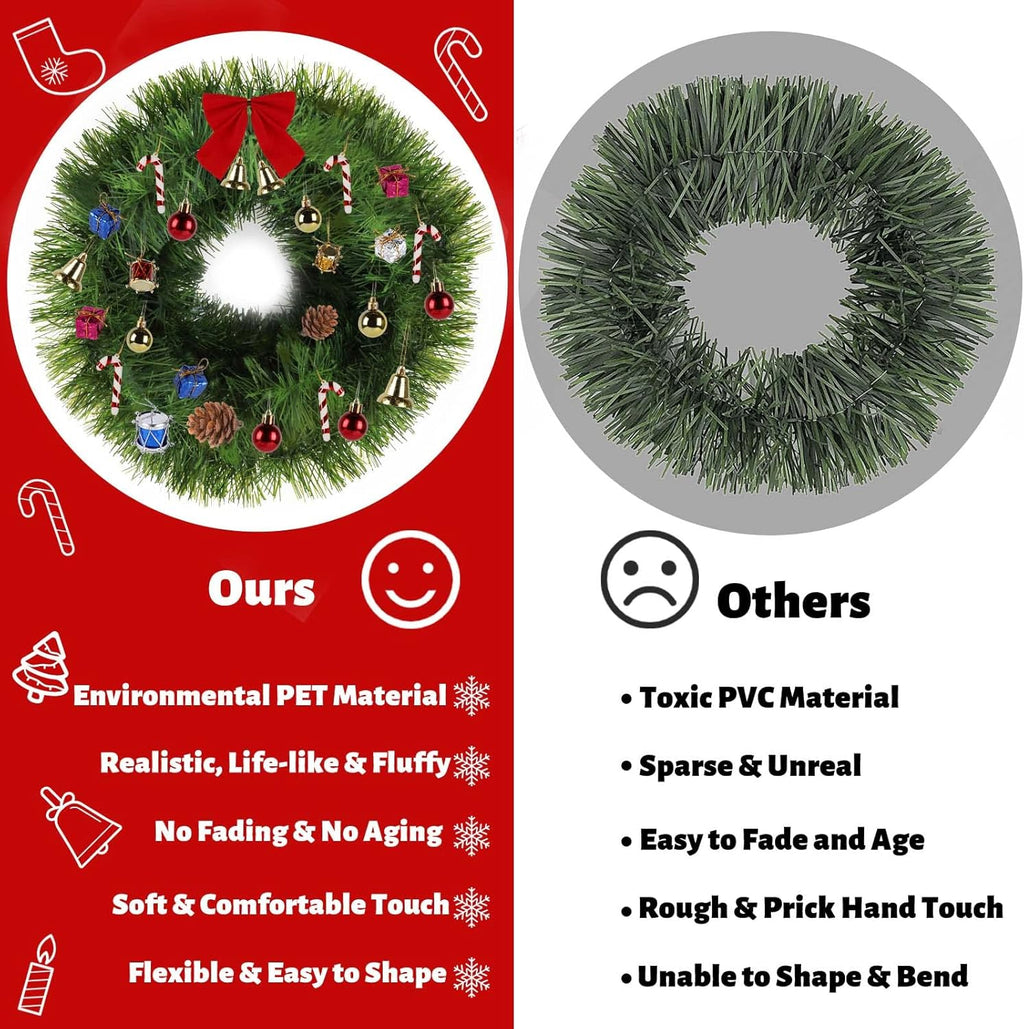 250ft christmas green garland flower for christmas and, side view