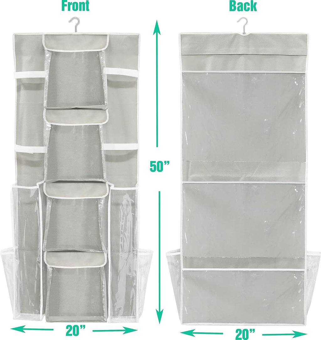 Simple Houseware Double-Sided Hanging Gift Wrap Organizer Storage Pockets, Gray (Set of 1)