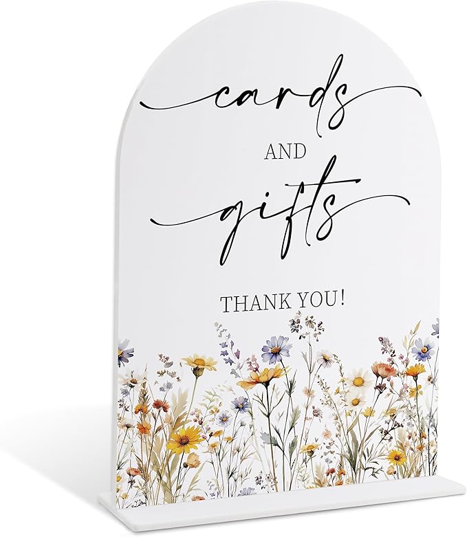 Wedding Signs for Ceremony and Reception, Boho Floral Cards And Gifts Sign, Wedding Signage with Stand, Bridal Shower Table Centerpieces, Supplies for Engagement Reception and Event Party, 30