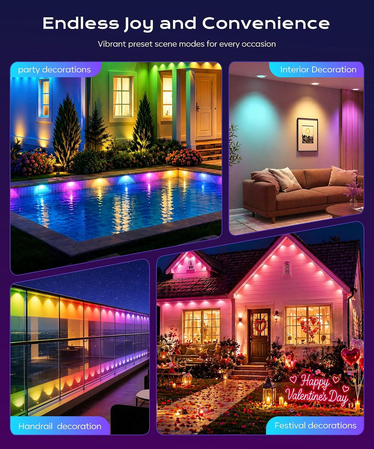 Permanent Outdoor Lights for House, 200ft Christmas RGB+IC Lights