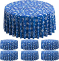 Jectivs 6 Pieces Christmas Snowflake Plastic Party Tablecloth Decorations,Disposable White Snowflake Blue Xmas Round Table Cover Backdrop for Winter Christmas Holiday Party Supplies,84 inch (Blue)
