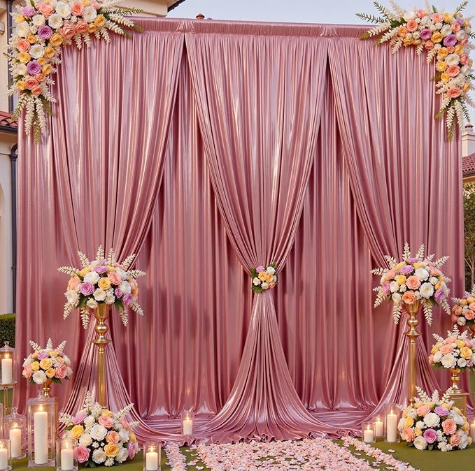 20ftx10ft Rose Gold Sequin Backdrop Curtain for Parties, Wrinkle Free Thick Glitter Sparkle Photo Backdrop Drapes 4 Panels 5x10FT Shimmer Back Drop Cloth for Wedding Birthday Photography Background