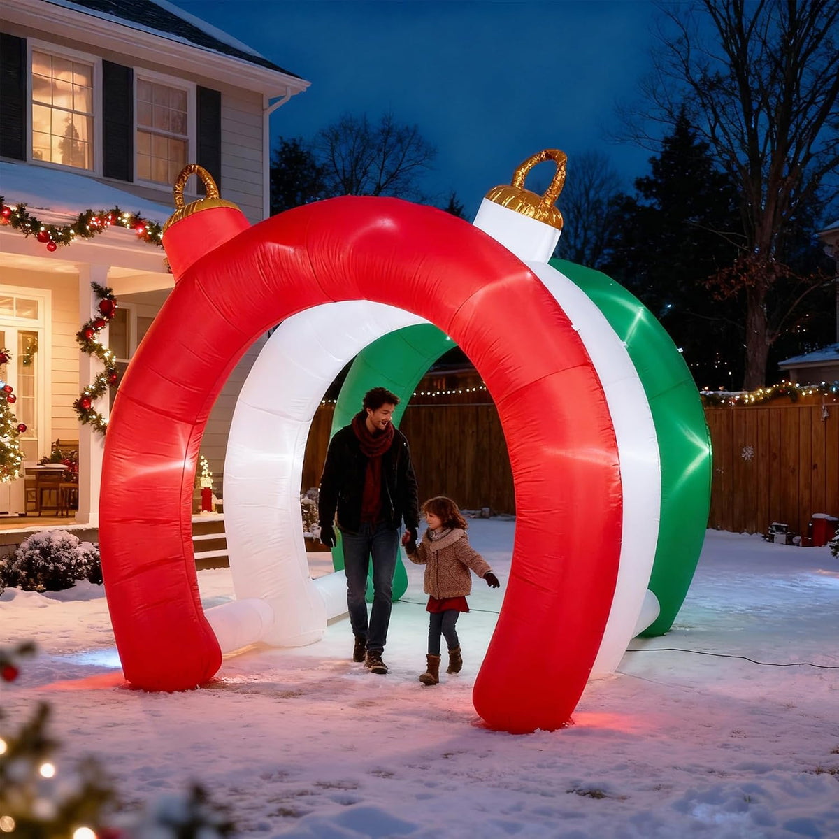 10.5 ft christmas inflatables ornament tunnel arch outdoor shown in use