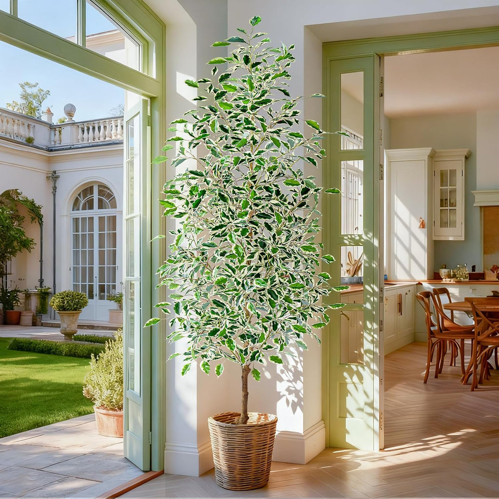 bailikang 7ft artificial ficus trees indoor faux trees, close-up detail