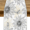 Chrysanthemum Vintage Floral Table Runner, Elegant Grunge Green Sunflower Spring Summer Elegant Pattern Artichokes Flower Table Runner for Party Kitchen Dining Living Room Decor, 13x70 Inch