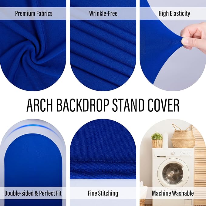 LEBENGURU Upgraded 6FT Wedding Arch Cover, Royal Blue Spandex Fitted Arch Backdrop Cover, Round Top Chiara Stand Covers for Birthday Party Baby Shower Banquet Balloon Décor