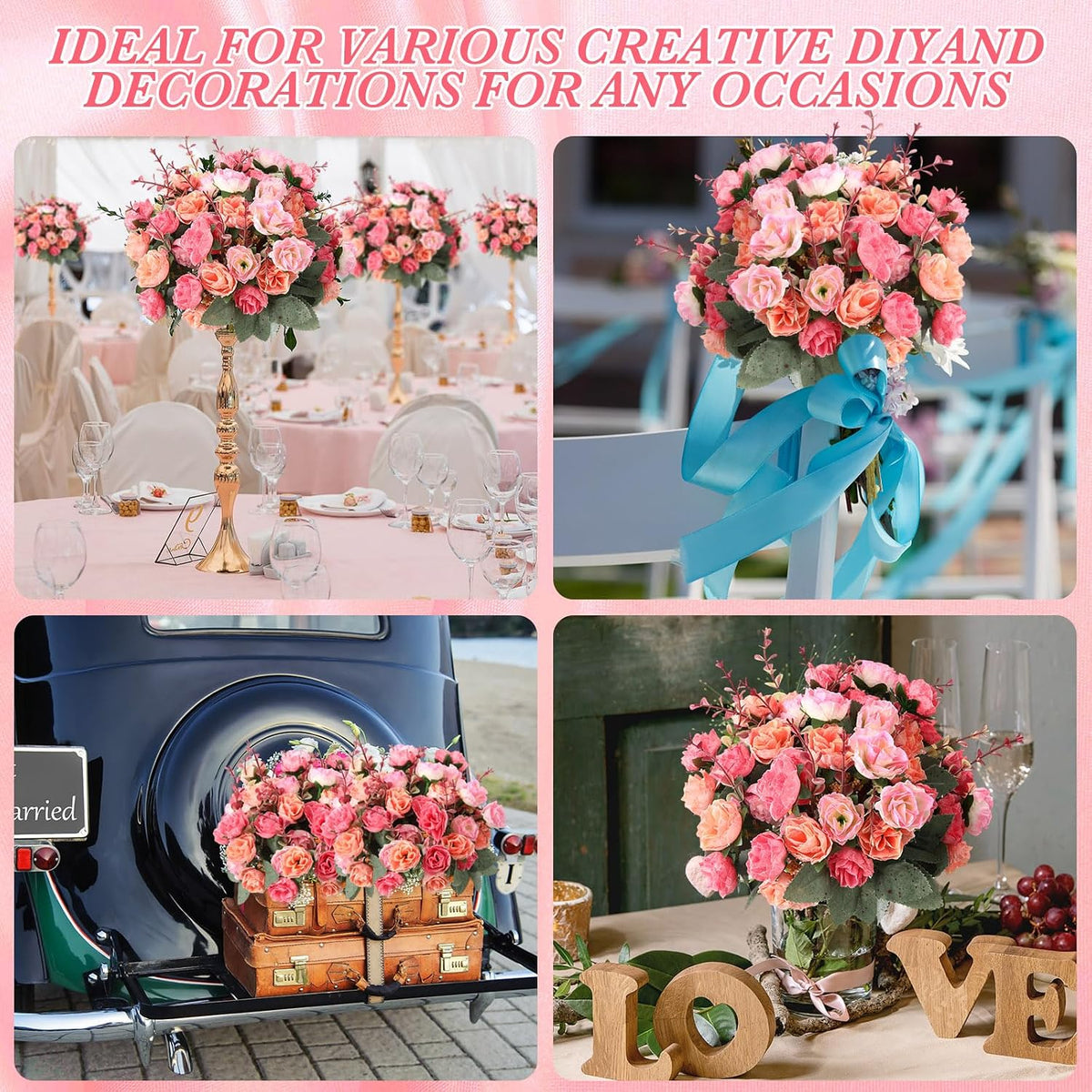 geosar 16 pcs artificial rose flowers bouquets 21, package contents