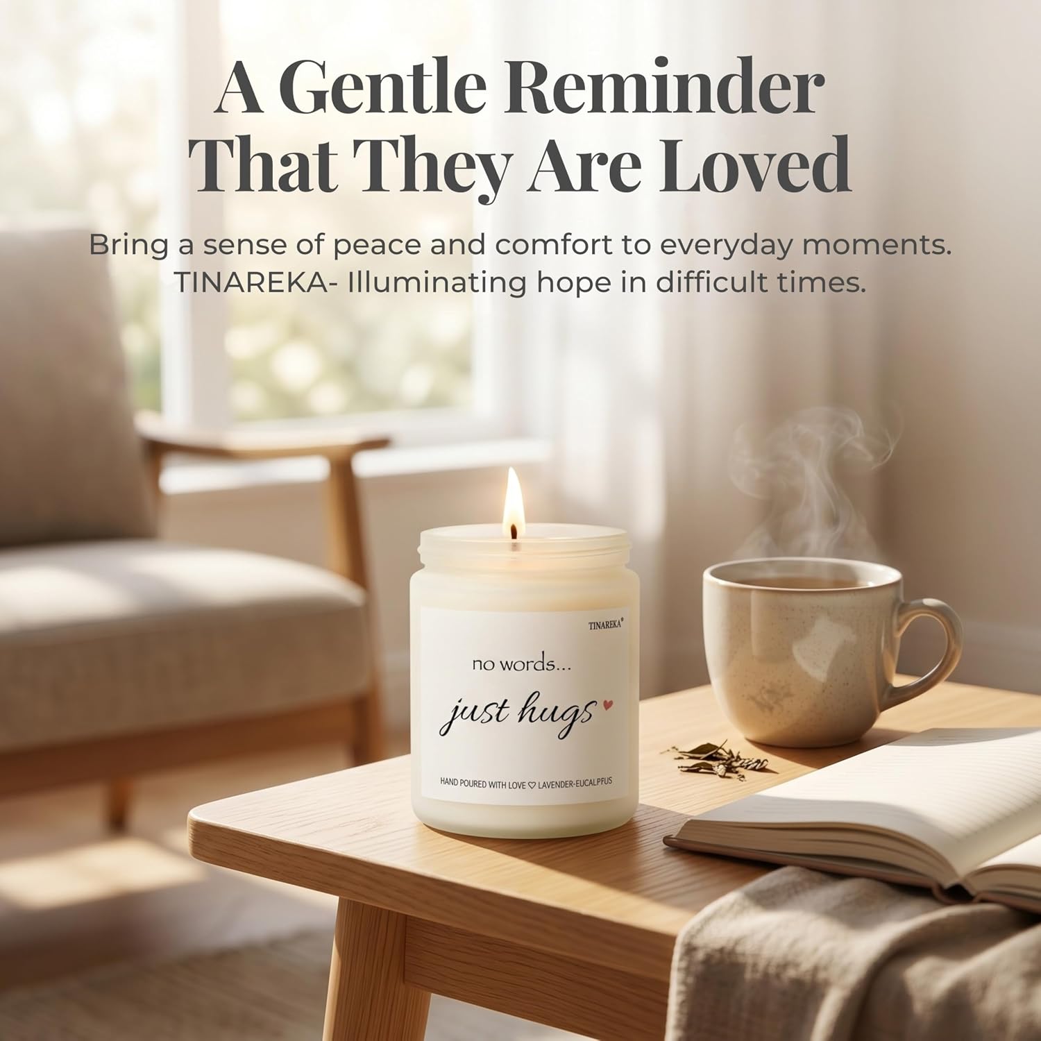 Sympathy Candle – Perfect Memorial Gift for Grief and Bereavement | 7oz Lavender Eucalyptus Candle 100% Natural Soy Wax, 40 Hour Burn Time, Sympathy Gift For Comfort and Remembering