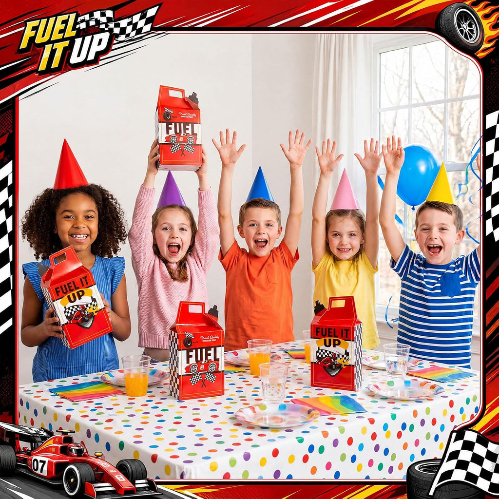 Pajean 30 Pcs Race Car Goodie Boxes Party Favors Bag Racing in Speed Party Decorations Wrap Paper Boxes with Handles for Birthday Baby Shower Supplies Gifts