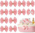 Pink Satin Bows 12 PCS Premade Self Adhesive 3.5" Gift Bows with Rhinestone for Wedding Party Event Decor Gift Wrapping Craft Baby Shower Wedding Treat Bags Presents Making Greeting