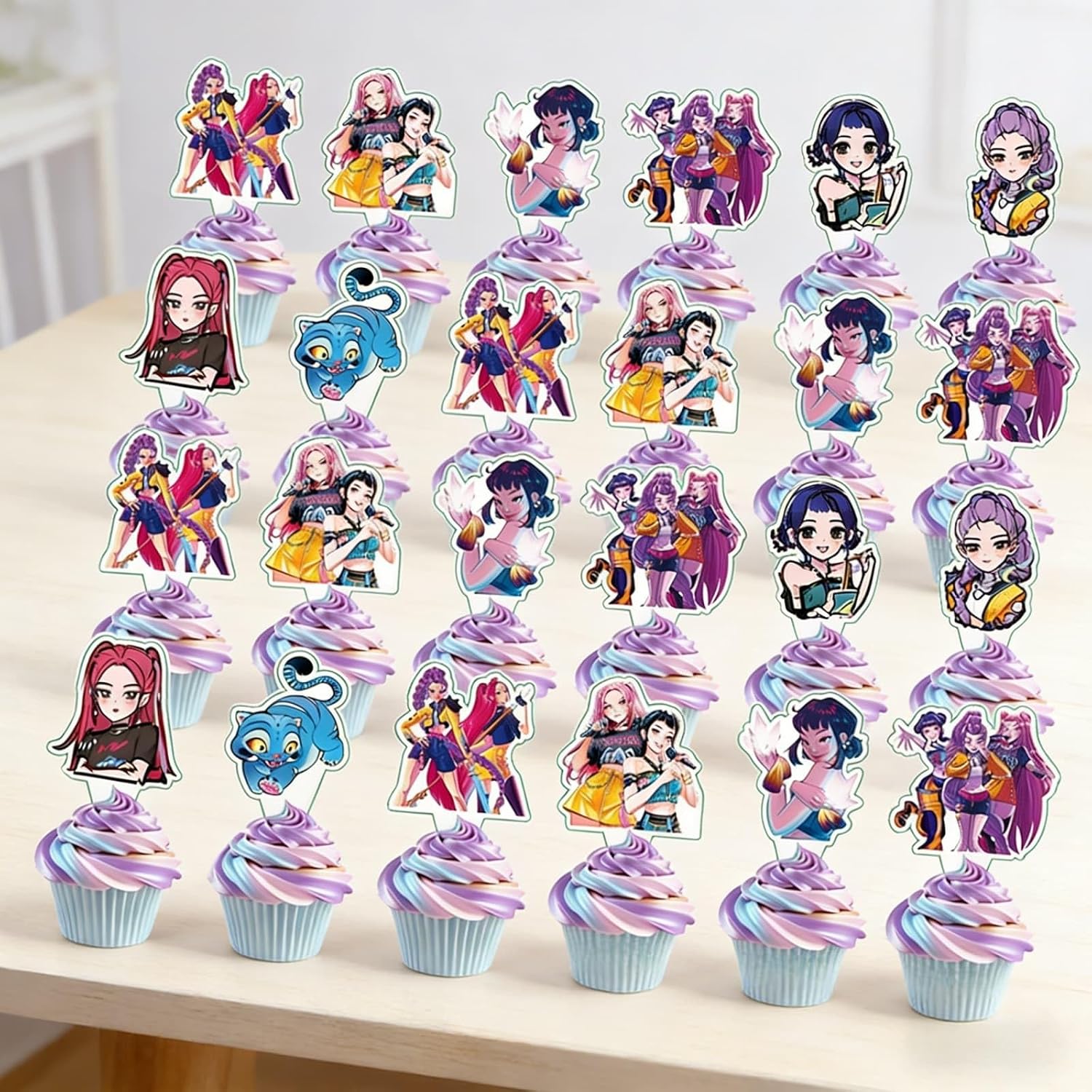 25 Pcs Cartoon Cake Decorations, Include 1 Happy Birthday Cake Toppers, 24 cupcake Topper for Cute Birthday Decorations