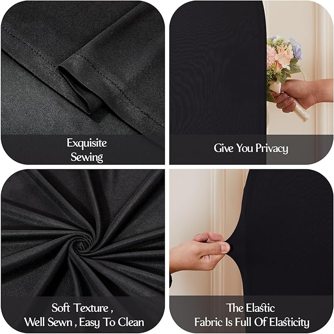 Black Arch Backdrop Cover for Wedding, Set of 2 Stretchy Spandex Fitted Arch Stand Cover for Baby Shower, Birthday Party Decor, Chiara Backdrop Cover with Double-Sided Design(7.2FT 6FT, Black)